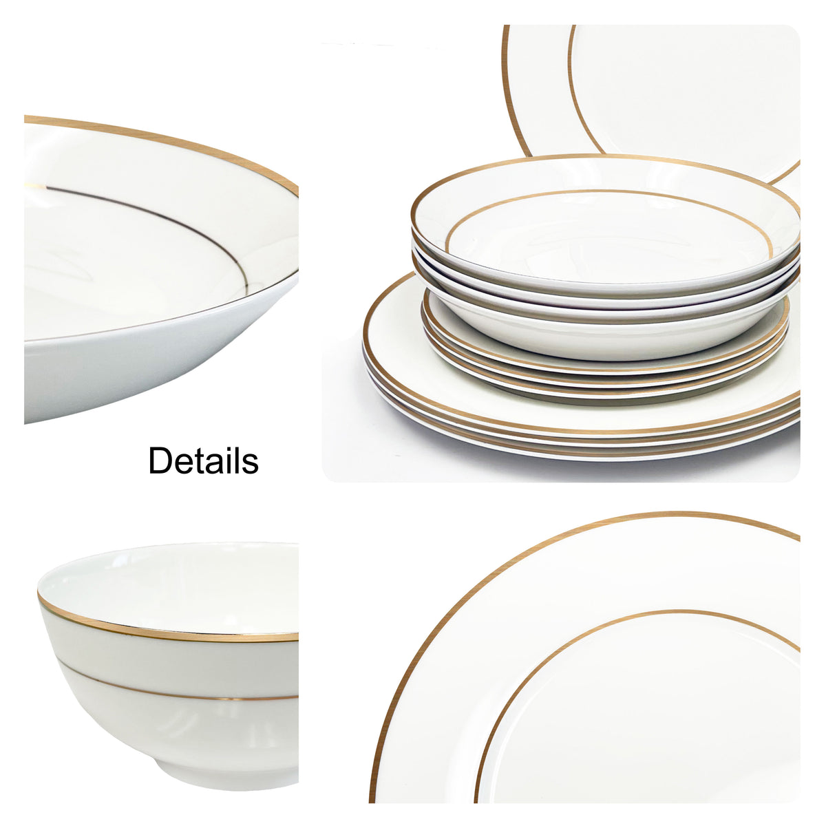 Bone China Dinnerware 20pc Set Service for 4 Dixie Gold Microwave Safe Elegant Giftware Dish Set Essential Home Everyday Living Display Decoration