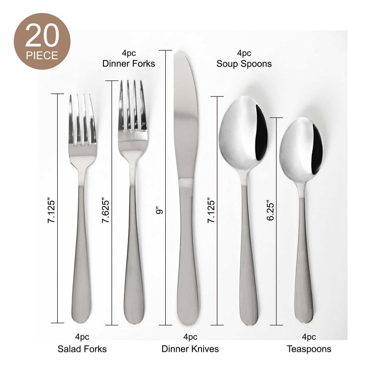 Silverware Set, 21st & Main 20 Piece Stainless Steel Flatware, Service –