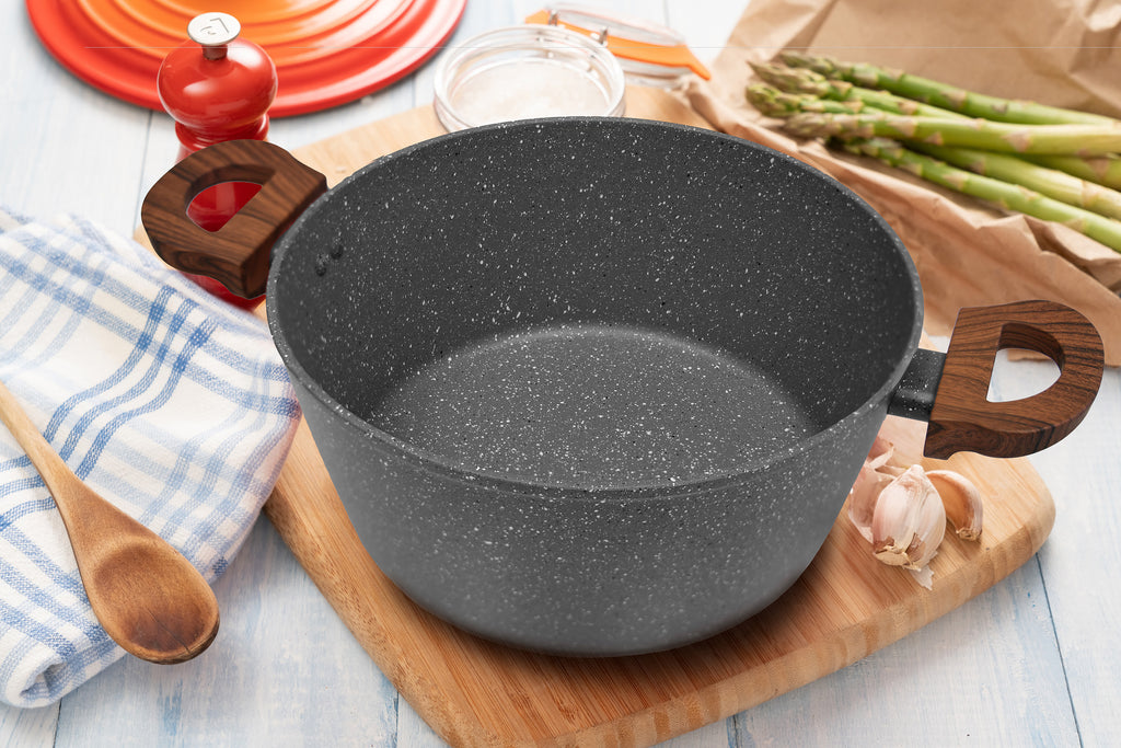 Easy Chef Always Gray Granite 6 Quart Nonstick Stock Pot with Lid –