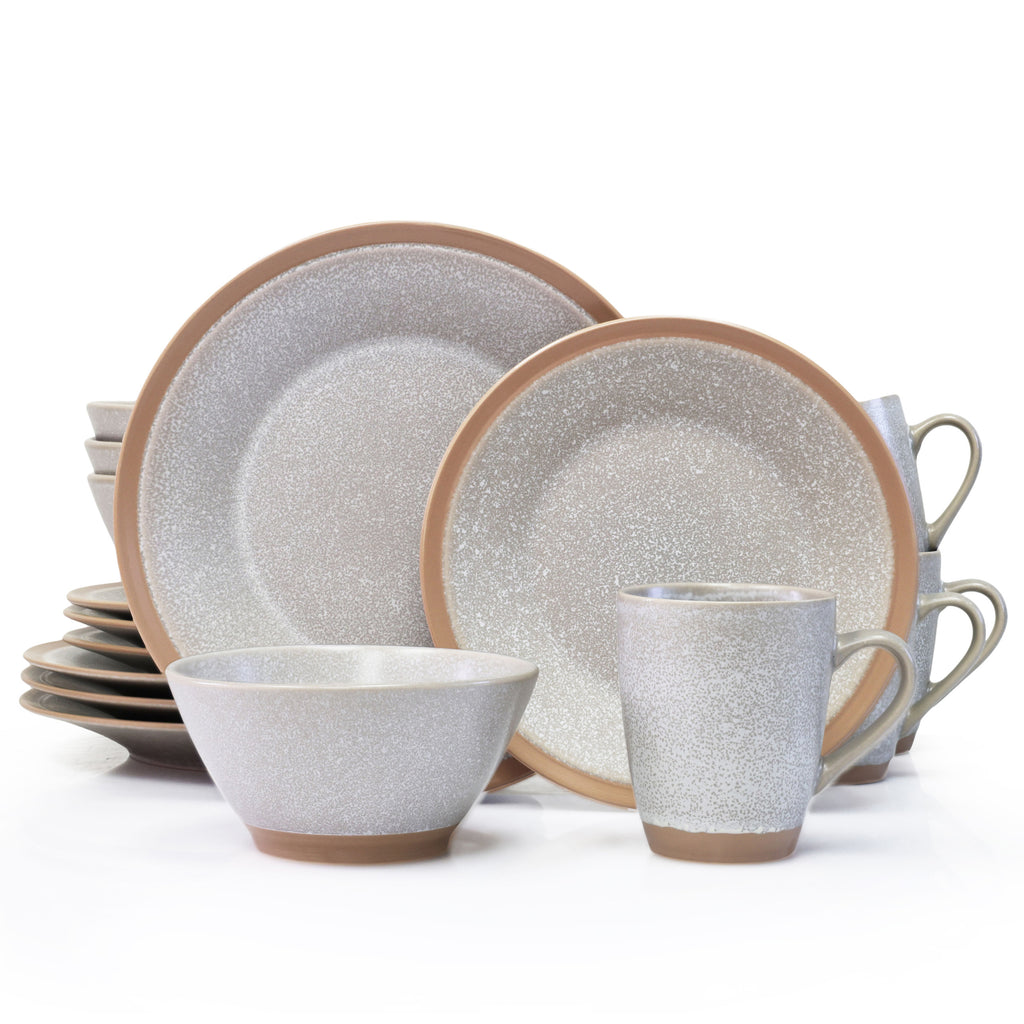 GBHOME Ceramic Dinnerware Sets,Double Color Glaze Plates and Bowls  Set,Highly Chip and Crack Resistant | Dishwasher & Microwave Safe | Round  Dishes